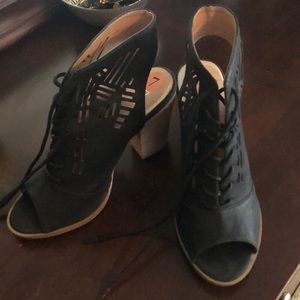 Restricted brand open toe bootie